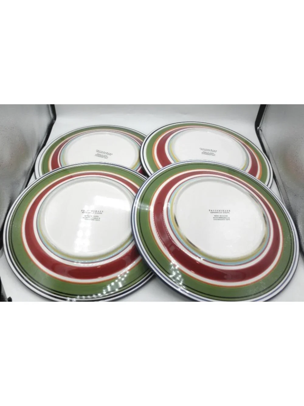 Espadrille Stripe by Pottery Barn 12-3/8 In. Dinner Plate Set of 4 Code: PBAESS